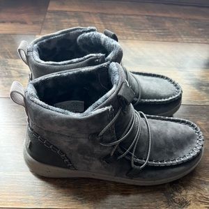 Hey Dude Grey Suede Boots